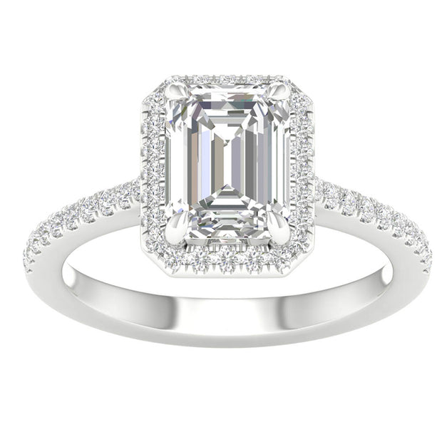 14K White Gold 2.25 CTW Lab-Grown Emerald Diamond Ring