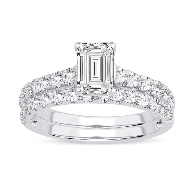 14K White Gold 2.00 CTW Lab-Grown Emerald Diamond Certified Bridal Ring