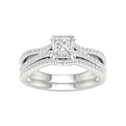 14K White Gold 1.65 CTW Lab-Grown Princess Diamond Certified Bridal Set