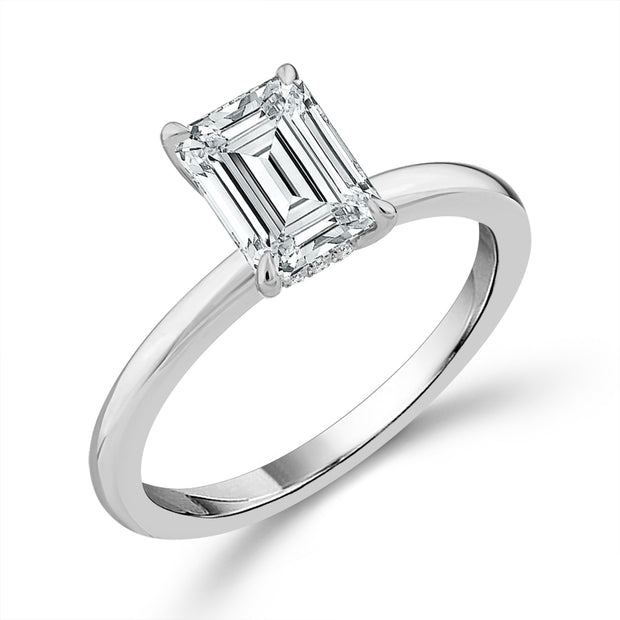 14k White Gold 1.5 ctw Emerald Lab-Grown Diamond Ring