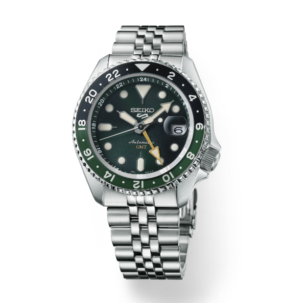 Seiko 5 Sports Skx Sports Gmt Green Dial Stainless Steel Watch
