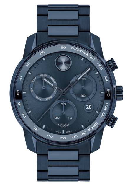 Movado BOLD Verso Chronograph Blue Ion-Plated Men's Watch