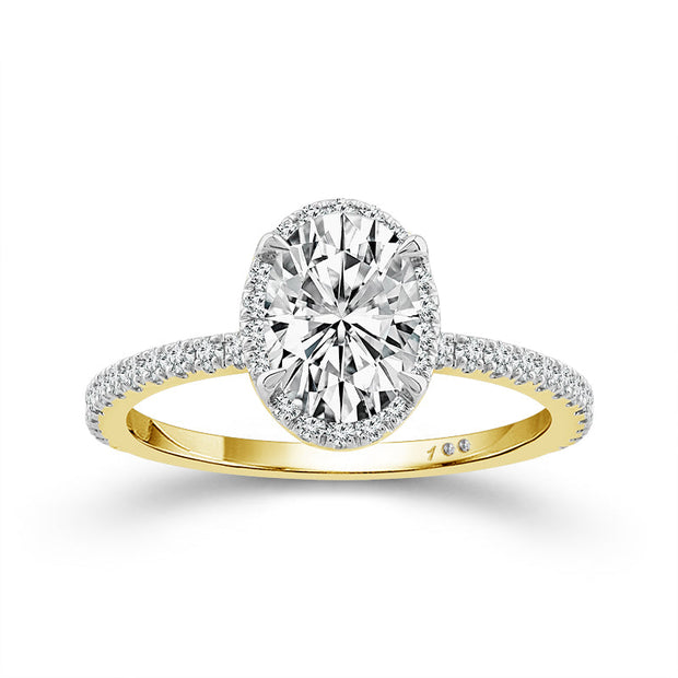 14K Yellow Gold 1.88 Ctw Lab-Grown Diamond Oval Engagement Ring