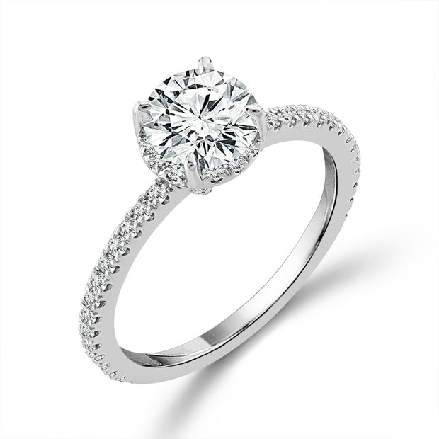 14K White Gold Lab-Grown 1 CTW Round Diamond Engagement Ring