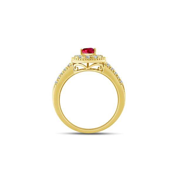 10k Yellow Gold 0.38 ctw diamond red ruby ring