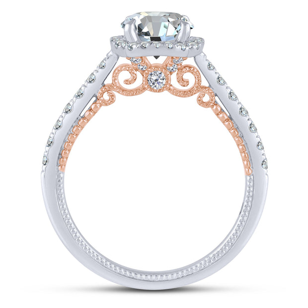 14k Two Tone 2.80 ctw Diamond semi-mount Engagement Ring