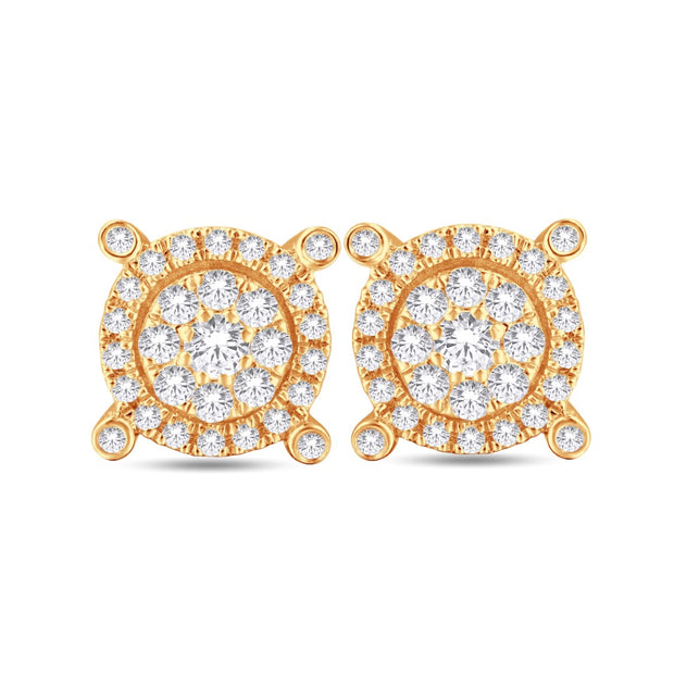 10K Yellow Gold 0.35 CTW Round Diamonds Stud Earrings
