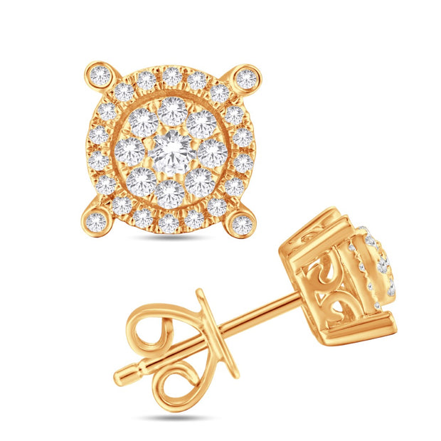 10K Yellow Gold 0.35 CTW Round Diamonds Stud Earrings