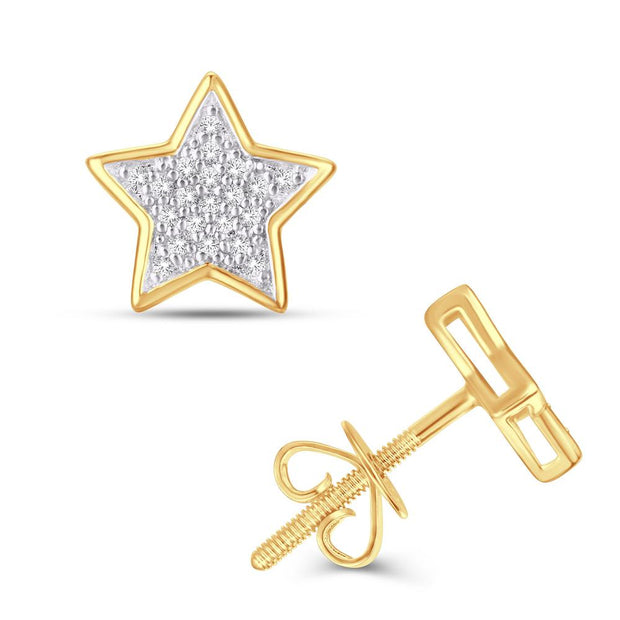 10K Yellow Gold 0.10 Ctw Diamonds Star Earrings