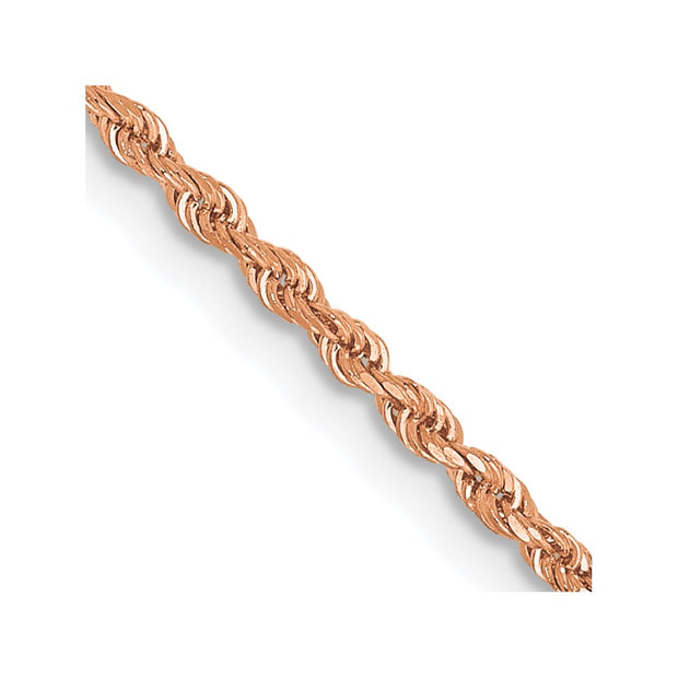 14k Rose Gold 1.50mm 18in D/C Rope with Lobster Clasp Chain