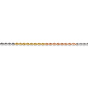 14k Tri-Color 1.75mm 20IN D/C Rope Chain