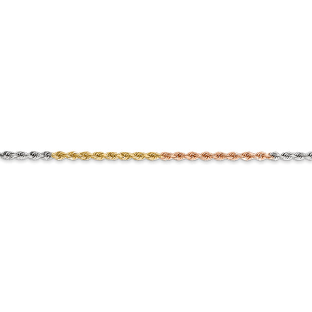 14k Tri-Color 1.75mm 20IN D/C Rope Chain