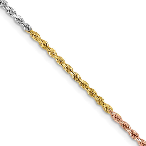 14k Tri-Color 1.75mm 20IN D/C Rope Chain