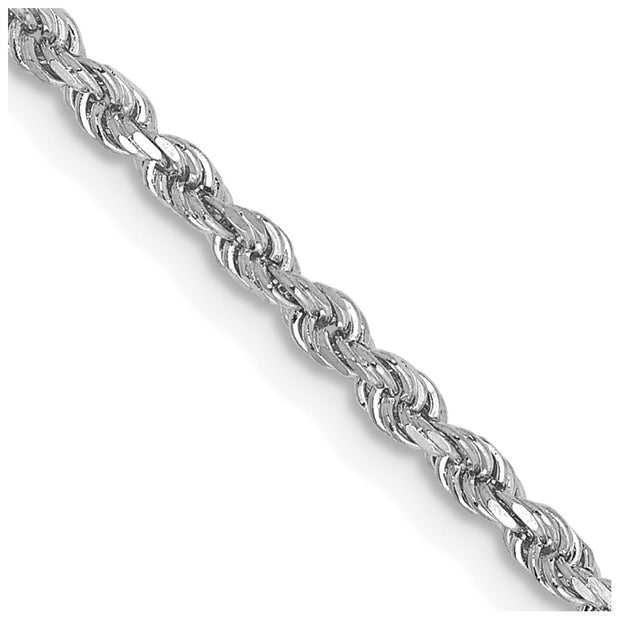 14k White Gold 2mm 20in D/C Rope with Lobster Clasp Chain