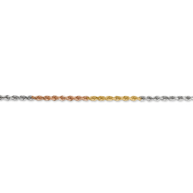 14k Tri-Color 2.5mm 18in D/C Rope Chain