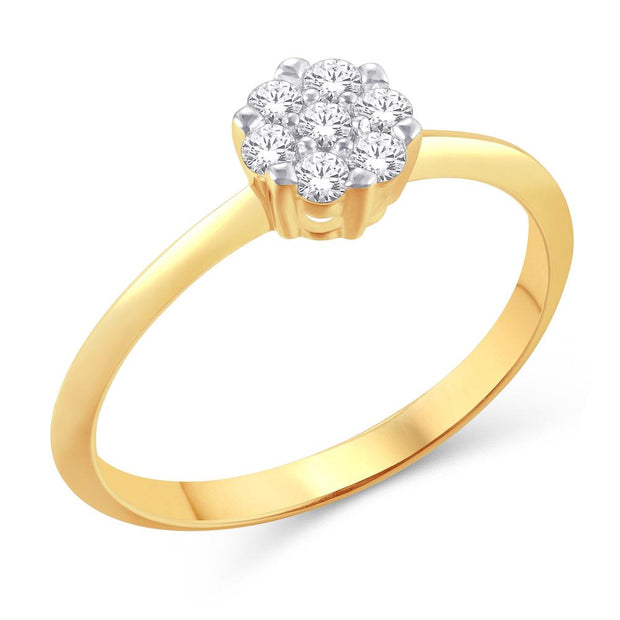 10K Yellow Gold 0.25 CTW Diamond Flower Promise Ring
