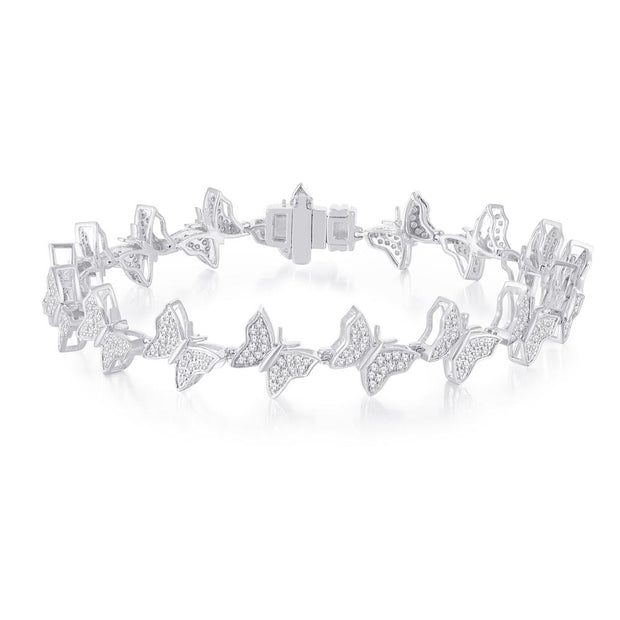 10K White Gold 0.96 Ctw Diamond Butterfly Bracelet