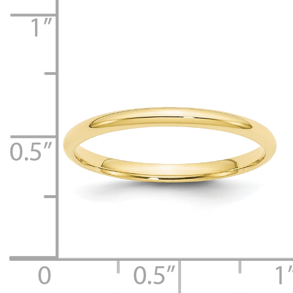 10K Yellow Gold 2mm Ltw Comfort Fit Band Size 5