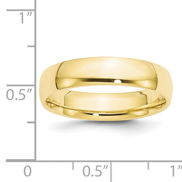 10K Yellow Gold 5mm Ltw Comfort Fit Band Size 7