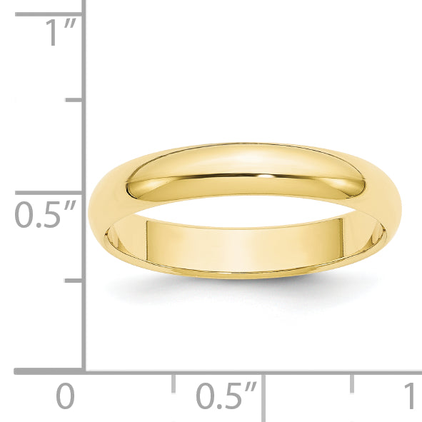 10K Yellow Gold 4mm Half Round Band Size 11
