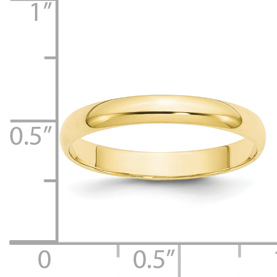 10K Yellow Gold 3mm Ltw Half Round Band Size 7