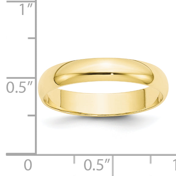 10K Yellow Gold 4mm Ltw Half Round Band Size 8