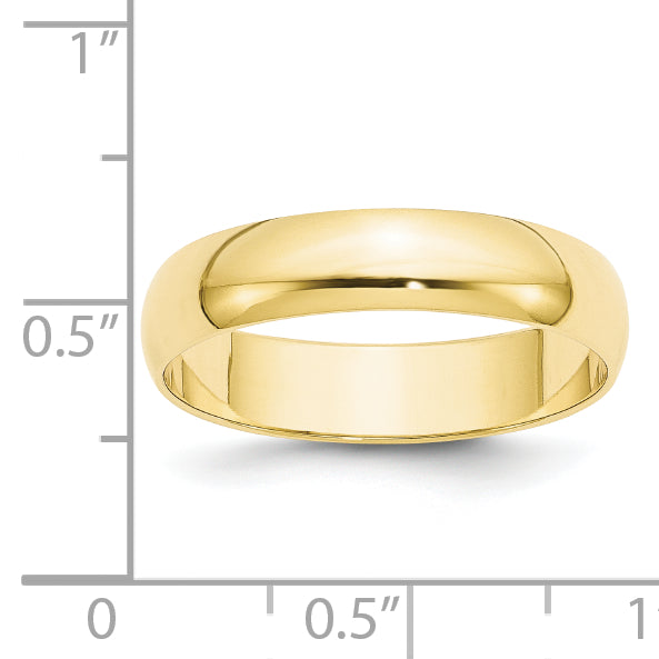 10K Yellow Gold 5mm Ltw Half Round Band Size 8