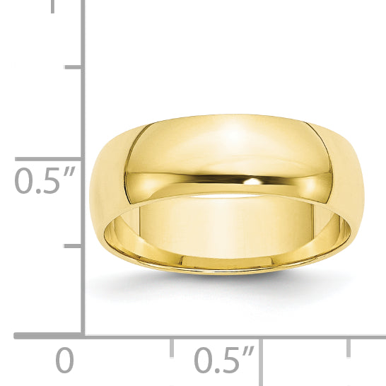 10K Yellow Gold 6mm Ltw Half Round Band Size 8.5