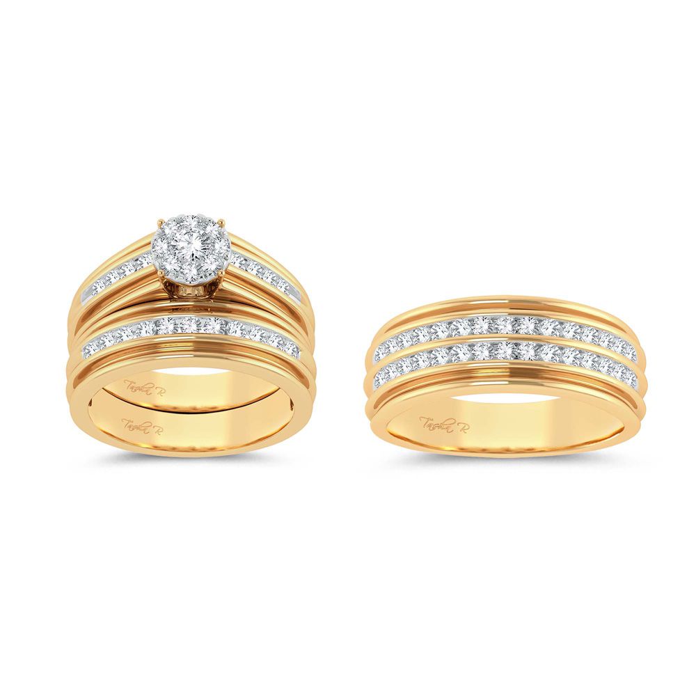 14K Yellow Gold 0.86 ctw Diamond Trio Set