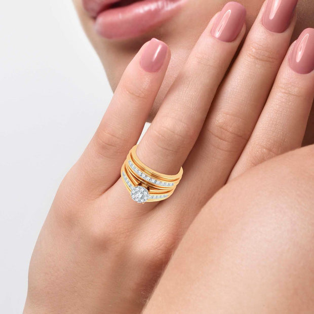 14K Yellow Gold 0.86 ctw Diamond Trio Set