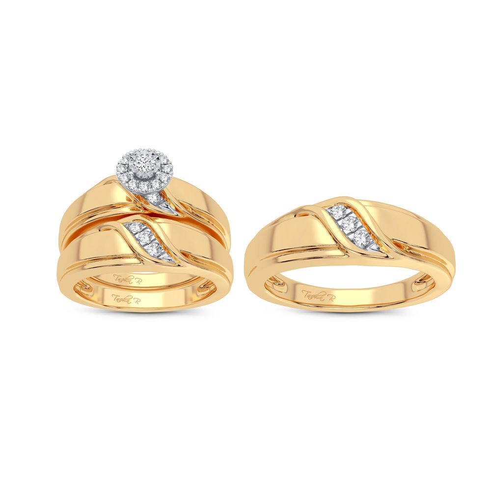 14K Yellow Gold 0.20 ctw Diamond Trio Set