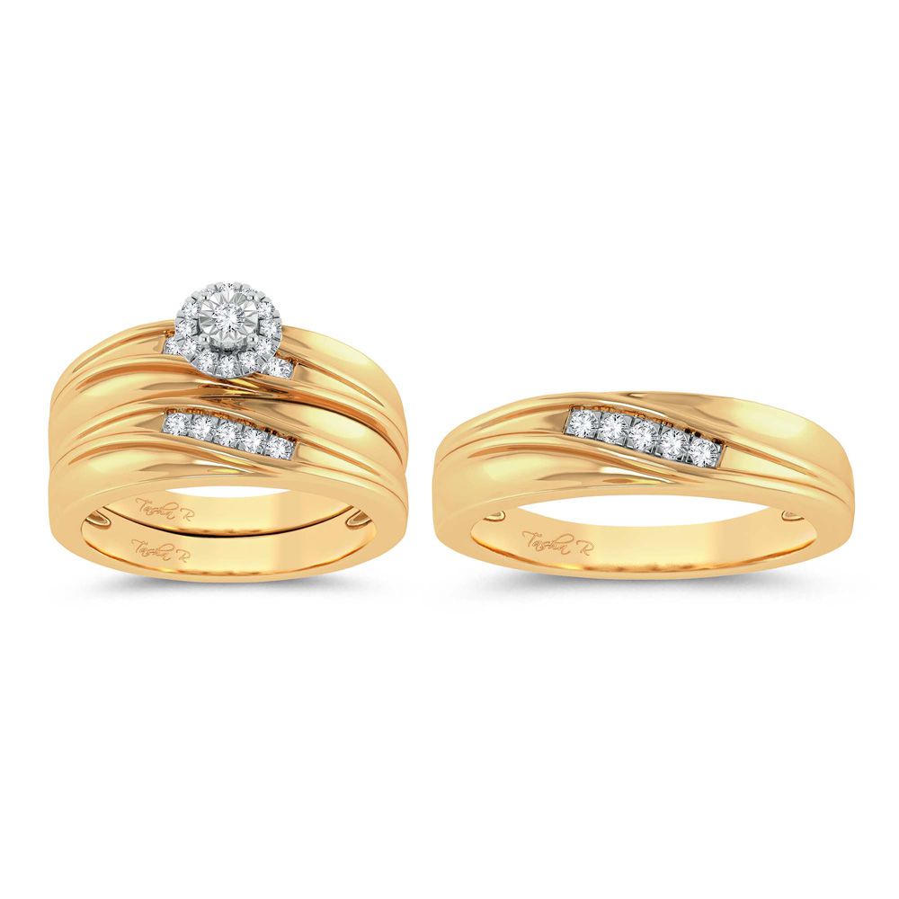 14K Yellow Gold 0.20 ctw Diamond Trio Set