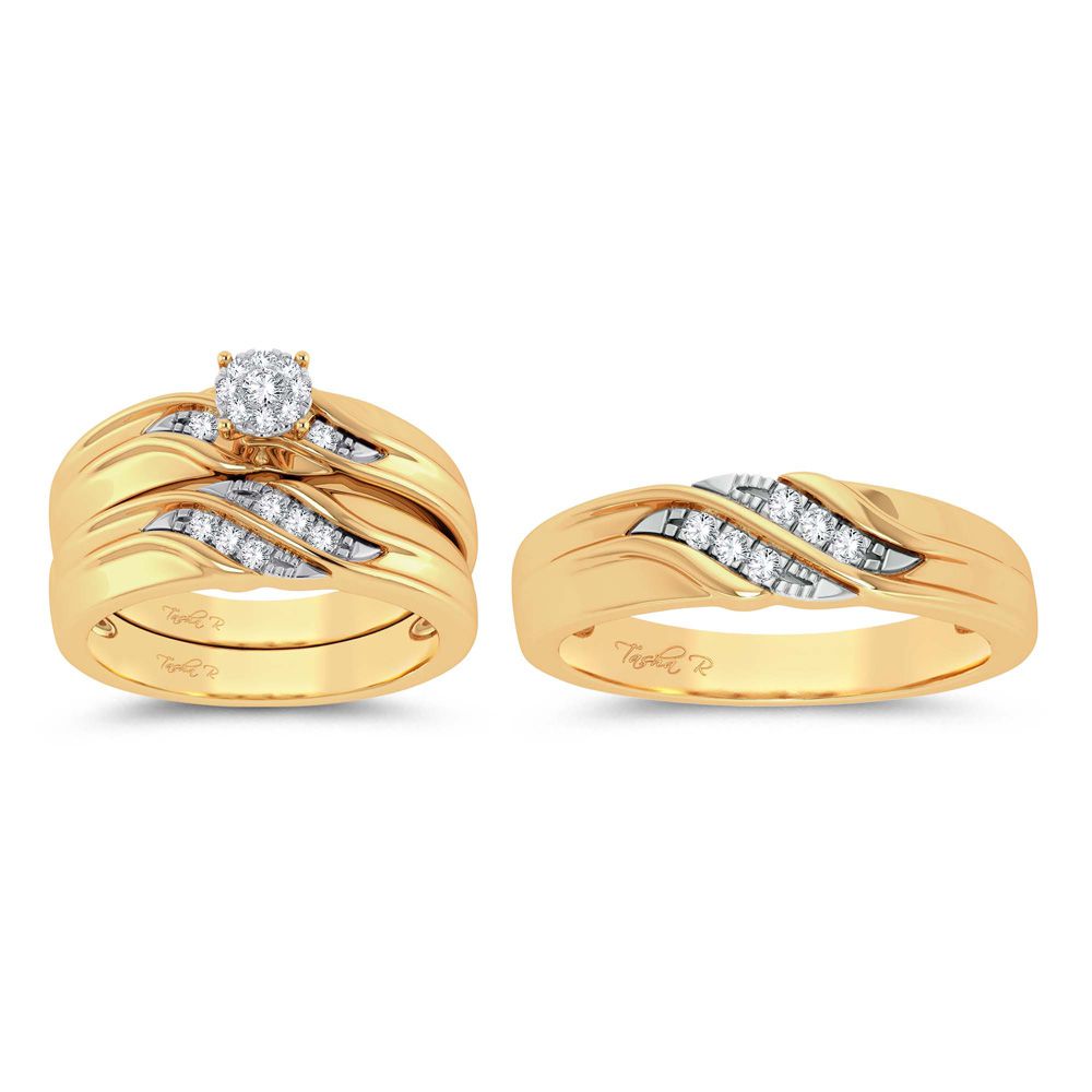 14K Yellow Gold 0.20 ctw Diamond Trio Set