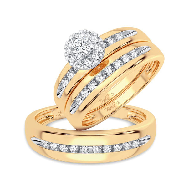 14K Yellow Gold 0.30 CTw Diamond Trio Set