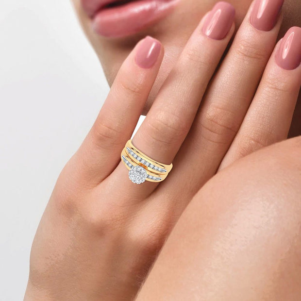 14K Yellow Gold 0.30 CTw Diamond Trio Set