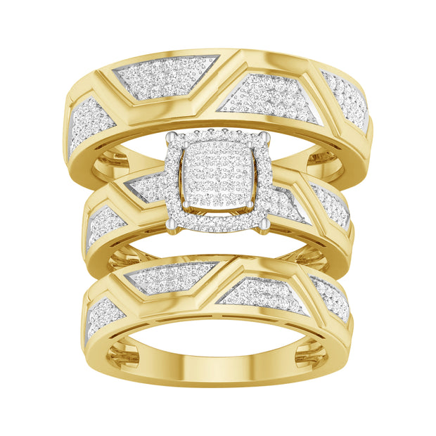 10K Yellow Gold 0.50 CTW Diamond TRIO SET