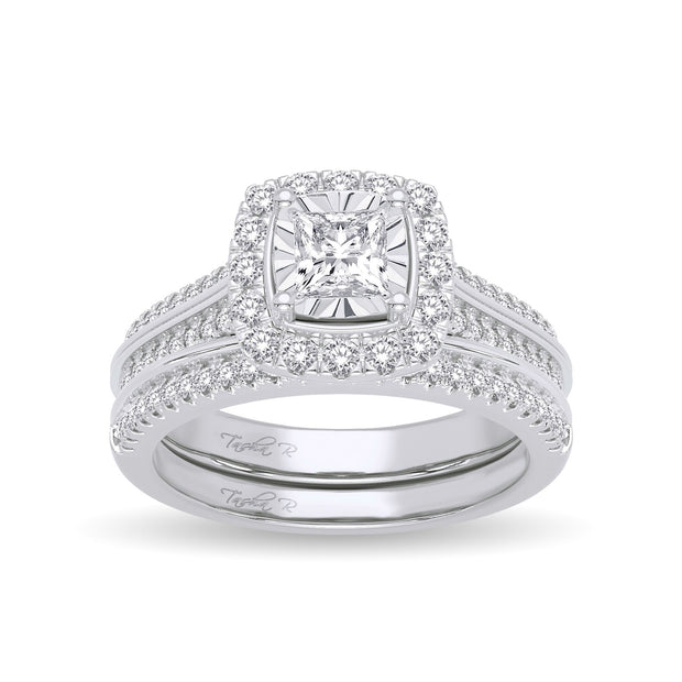 14K White gold 0.64 CTw Diamond Bridal Ring