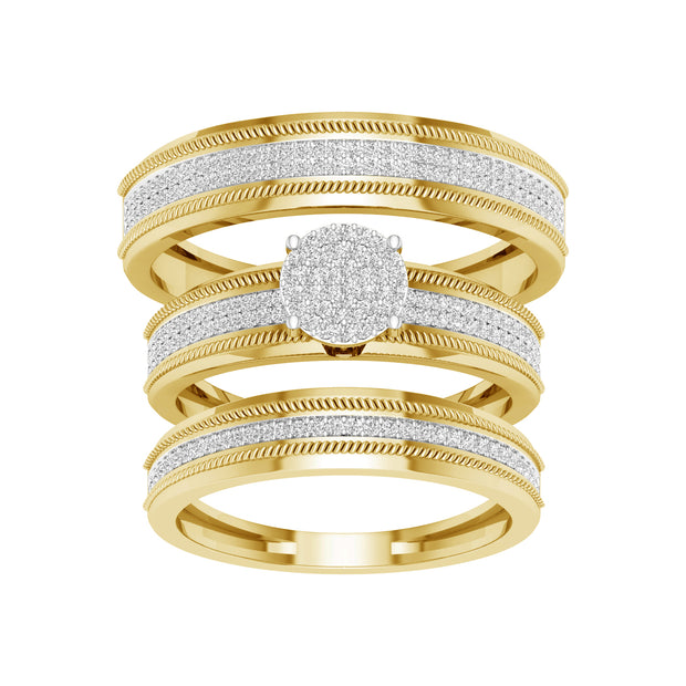 10K Yellow Gold 0.60 ctw Diamond Trio Set
