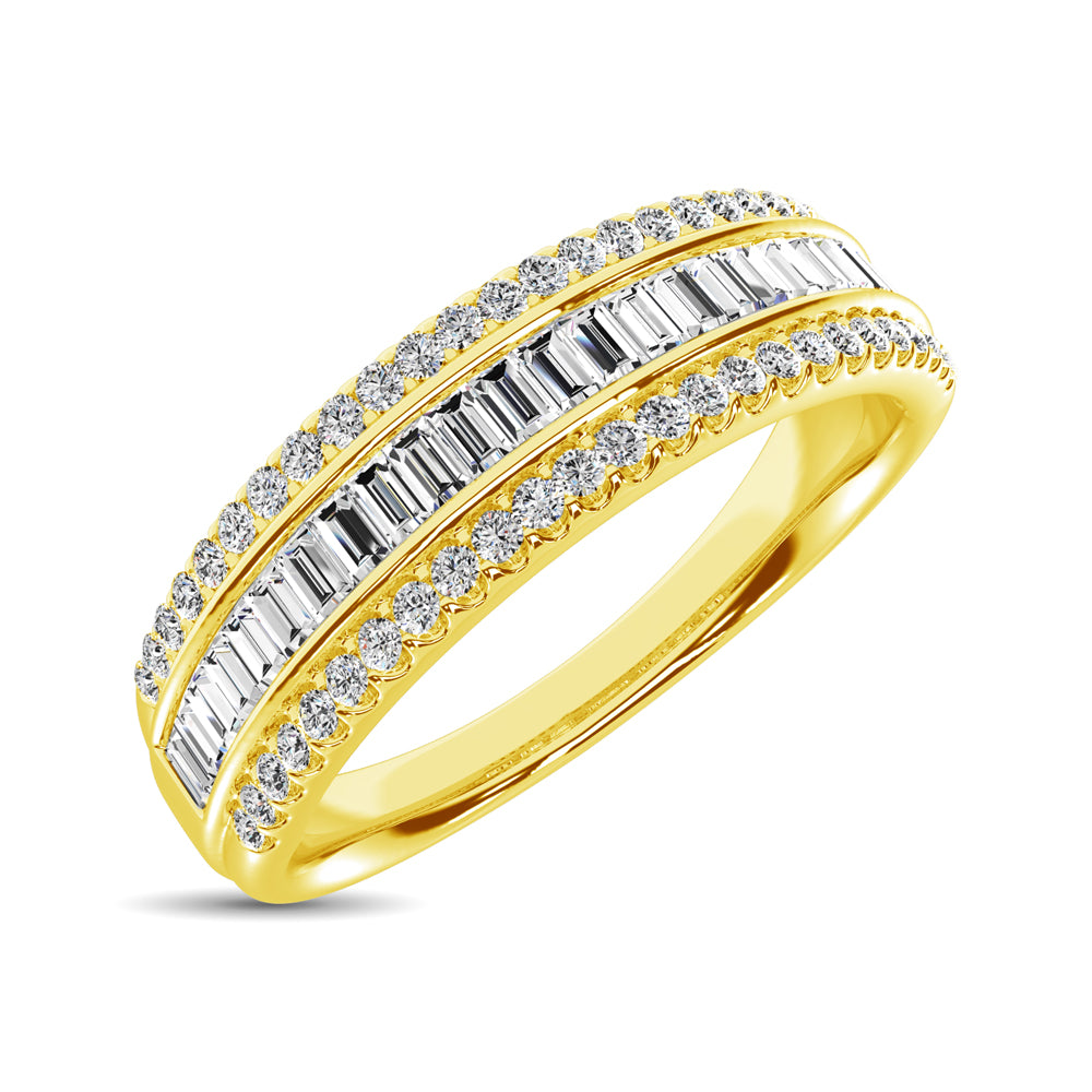 14K Yellow Gold Round And Baguette Diamond 2/5 ctw Anniversary Band