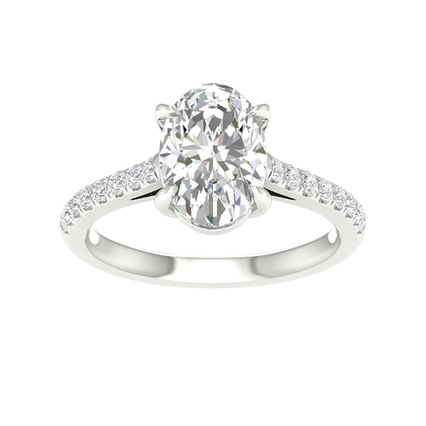 14K White Gold 2.25 CTW Oval Lab-Grown Diamond Ring