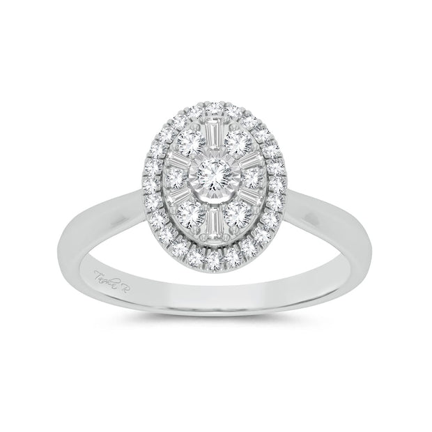 14K White Gold 0.25 ctw Oval Promise Ring