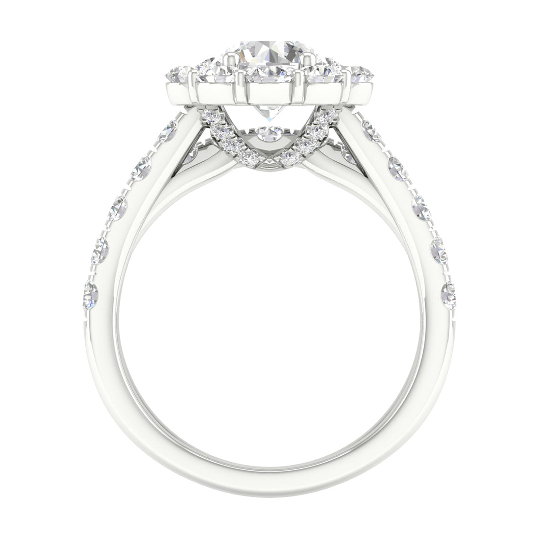 14K White Gold 3.00 ctw Flower Lab-Grown Bridal Ring