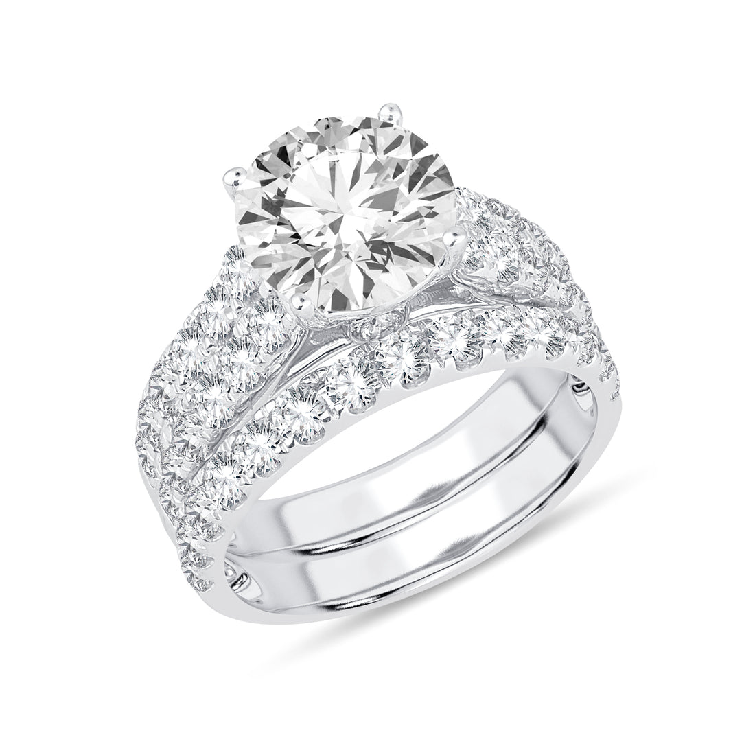 14K White Gold 5.00 ctw Round Lab-Grown Bridal Set