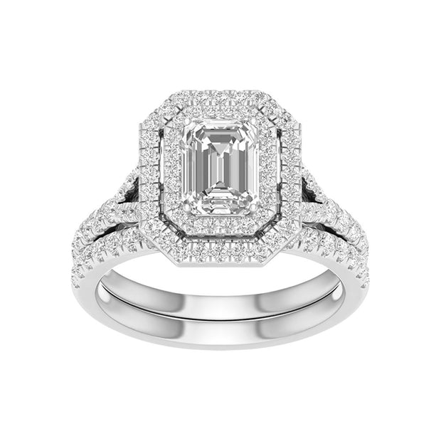 14K White Gold 1.75 CTW Emerald Certified Lab-Grown Diamond Bridal Ring
