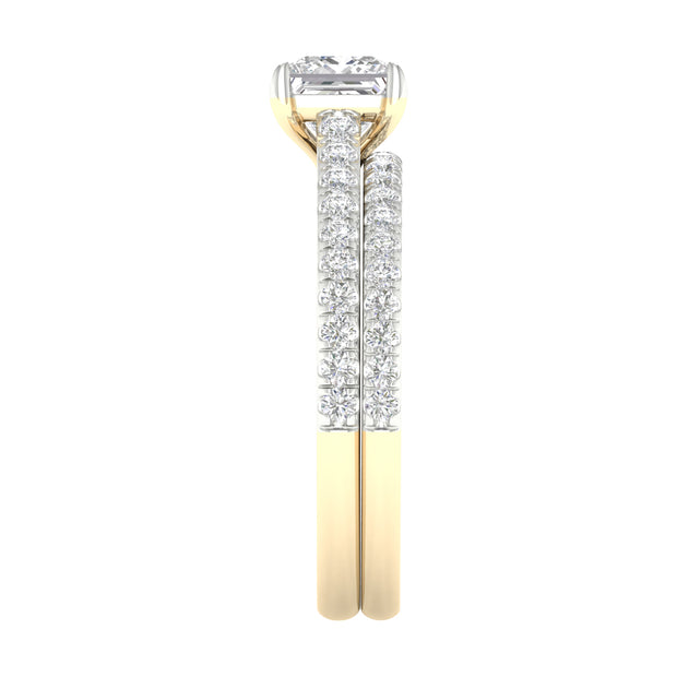 14K Yellow Gold 1.50 CTW Certified Princess Lab-Grown Diamond Bridal Ring