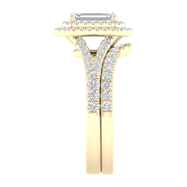 14K Yellow Gold 1.75 CTw Emerald Lab-Grown Diamond Bridal Set
