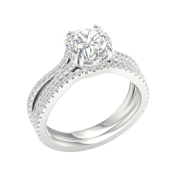 14K White Gold 2.50 CTw Round Lab-Grown Diamond Bridal Ring