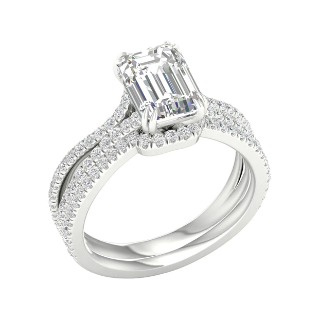 14K White Gold 1.81 Ctw Emerald Certified Lab-Grown Diamond Bridal Ring