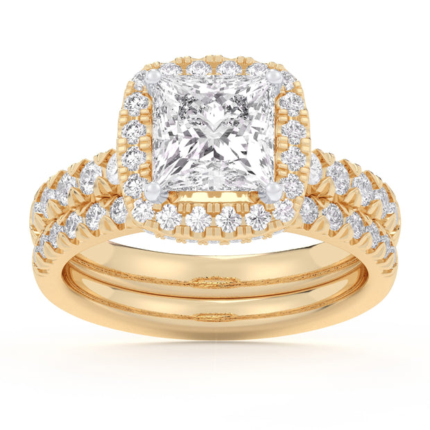 14K Yellow Gold 1.62 Ctw Princess Certified Lab-Grown Diamond Bridal Ring