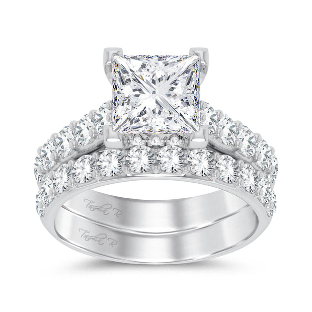 14K White Gold 5.00 CTW Lab-Grown Diamond Princess Bridal Ring